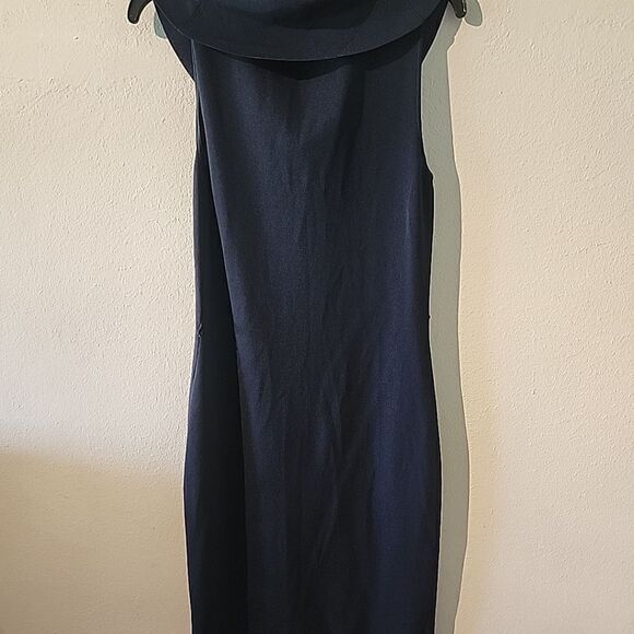 Calvin Klein Navy Blue Cowl Neck Sleevless Dress Size M MISSING BELT - Picture 5 of 5